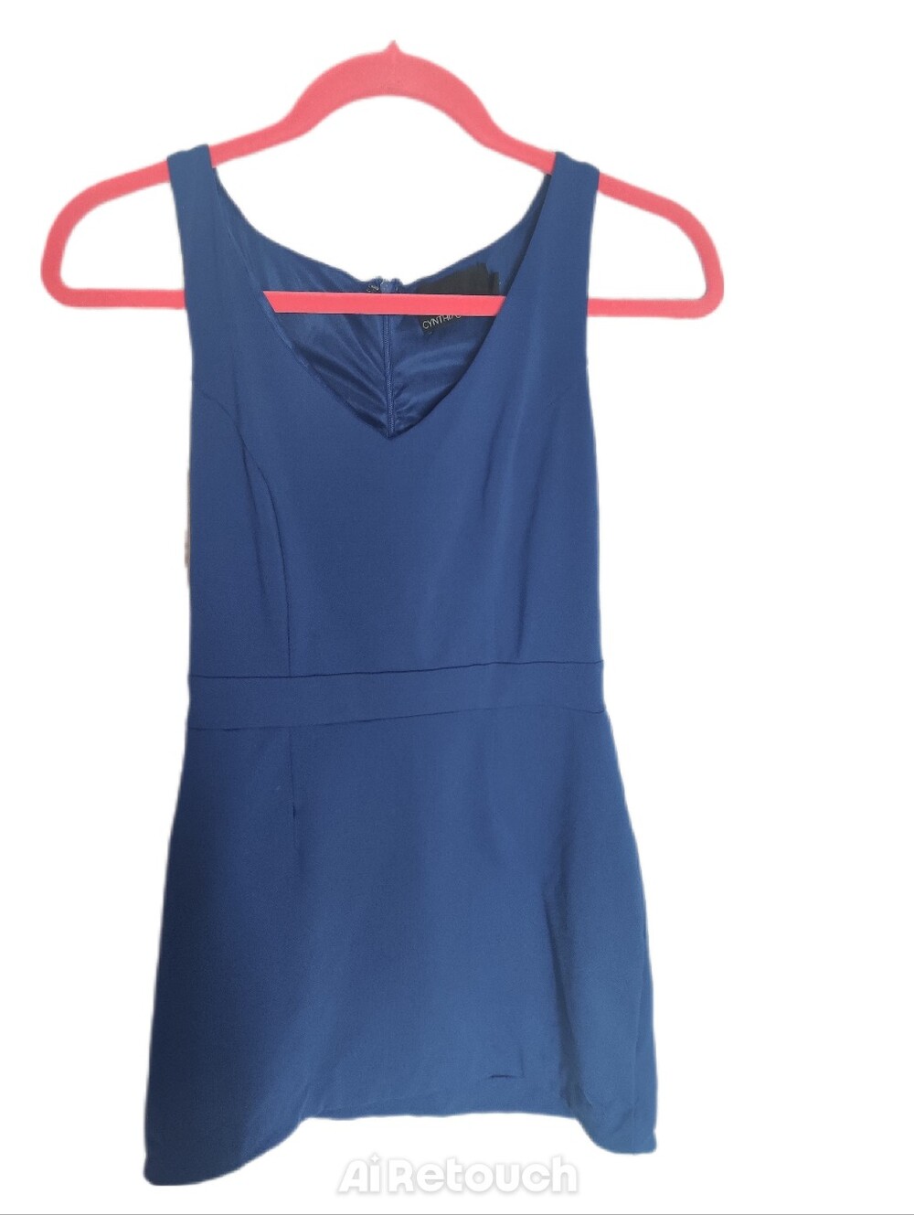 Cynthia Rowley Neon Pink Trim Navy Blue Lined Top. XS